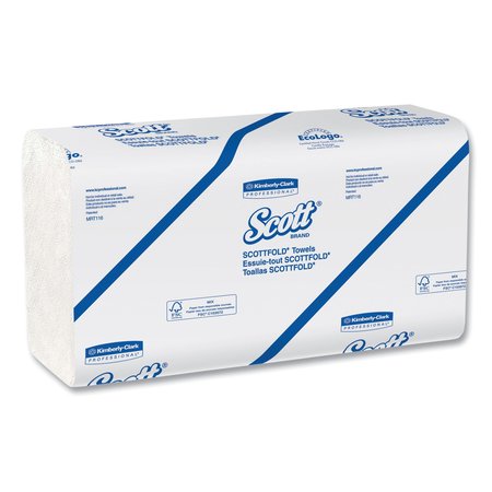 SCOTT Scottfold Multifold Paper Towels, 1 Ply, 1 Sheets, White, 25 PK 45957